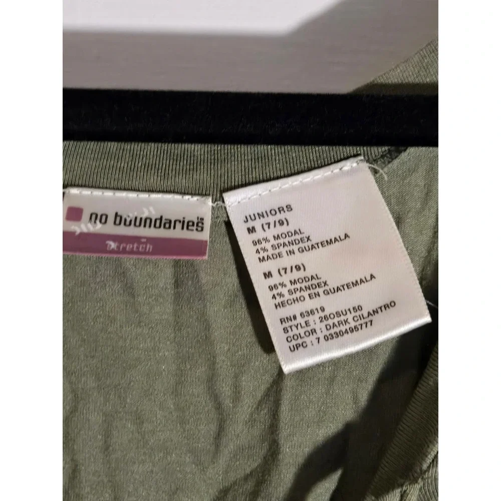 No Boundaries Dark Cilantro Green Handkerchief Hem Tunic Top Dress Juniors M 7-9 - Picture 3 of 5